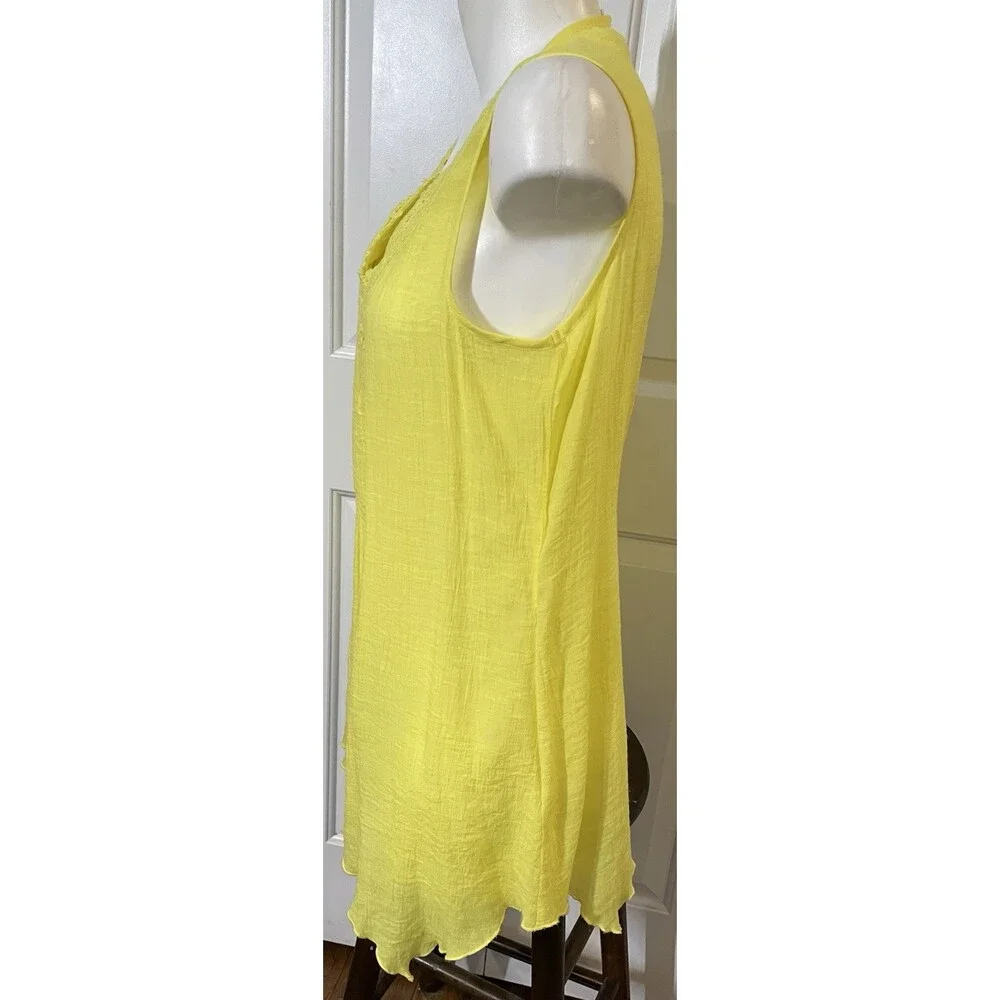 Spense Tank Dress Womens Size Large Yellow Lace Neckline Flowy Sleeveless Tank - Picture 7 of 9